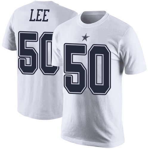 Men Dallas Cowboys White Sean Lee Rush Pride Name and Number #50 Nike NFL T Shirt->nfl t-shirts->Sports Accessory